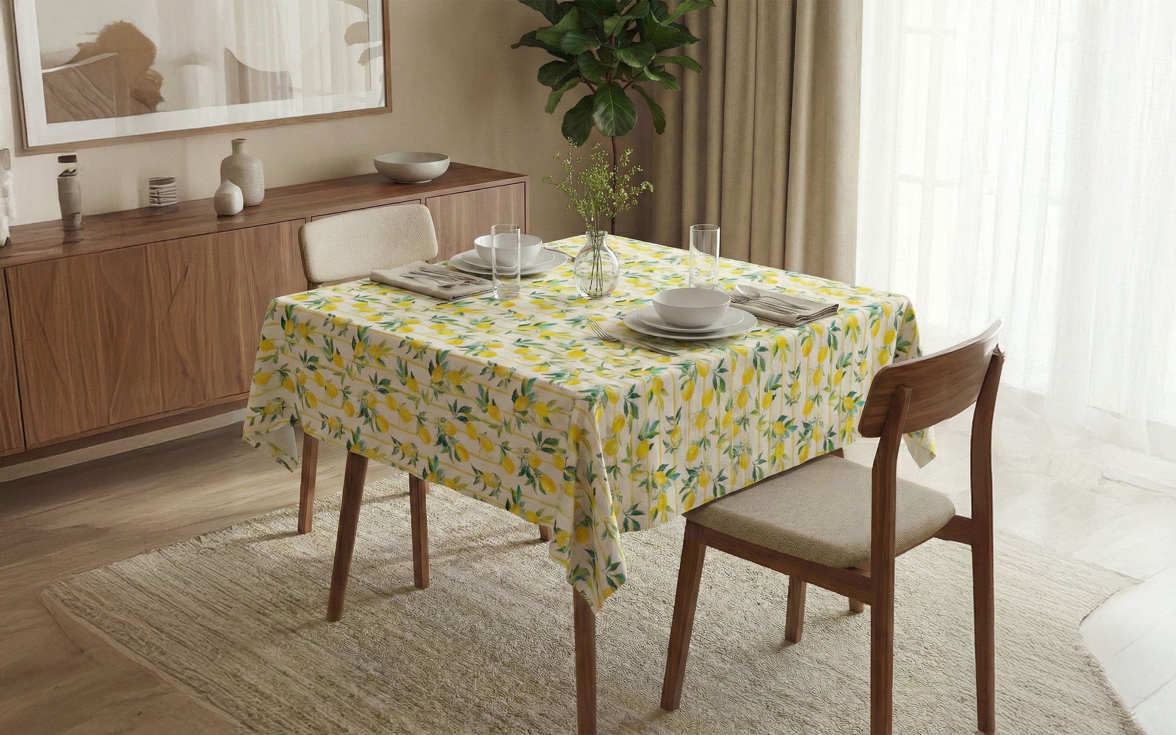 Fata de masa 150/150 cm Lemons, multicolor  1